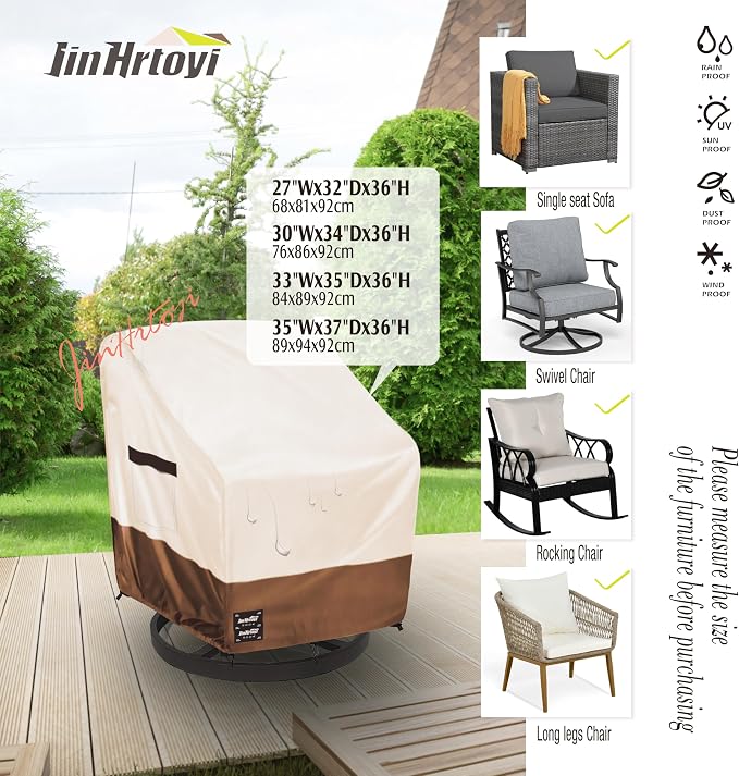 JinHrtoyi Outdoor Chair Covers 2 Pack, 27Wx32Dx36H inches Patio Chair Cover - Image 4