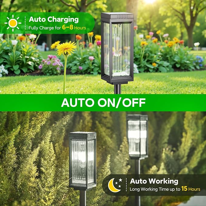 Solar Pathway Lights Outdoor, 4 Pack Upgraded Solar Lights Outdoor Waterproof - Image 5