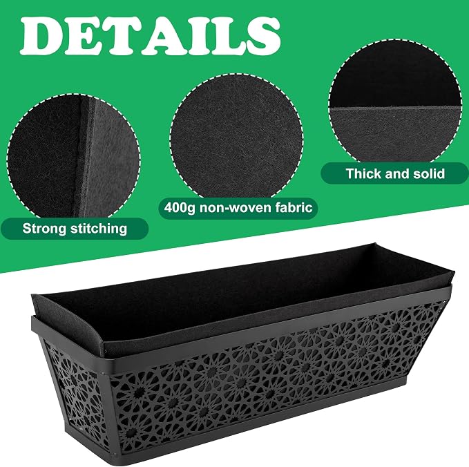 Adnee 4 Pcs 24 Inch Fabric Plant Window Box Liners-Rectangular Non-Woven - Image 3