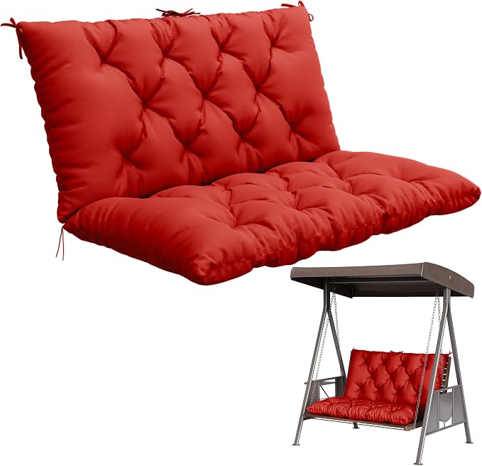 Porch Swing Cushion with Backrest, Waterproof Bench Cushion by Pakunoda