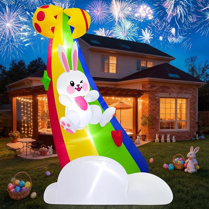MICOCAH 6FT Tall Easter Inflatable Outdoor Decoration Cute Blow Up Bunny by MICOCAH