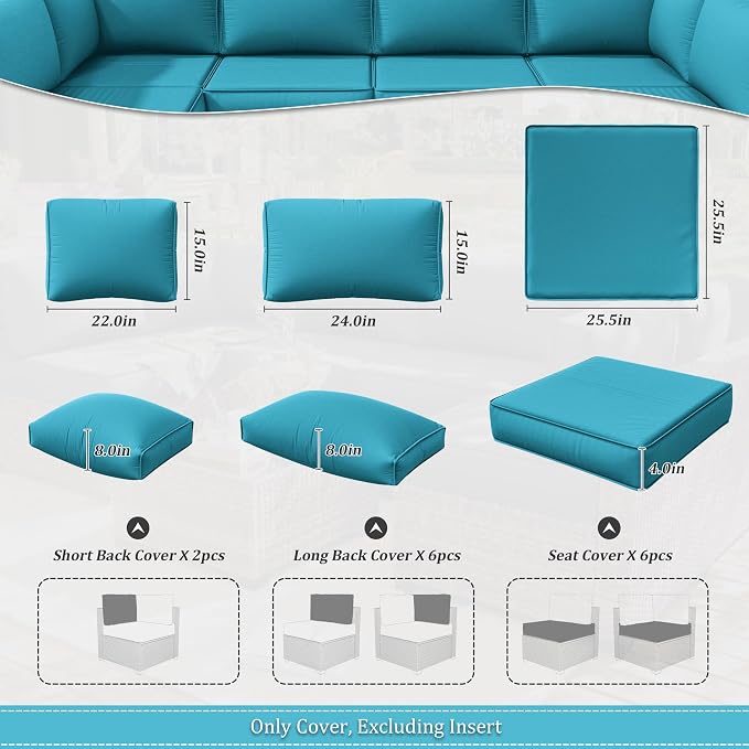 14 Pcs Outdoor Cushion Slipcovers Patio Cushion Covers Replacement Waterproof - Image 2