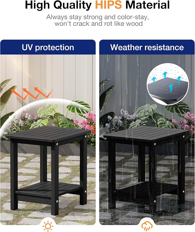 YEFU Outdoor Side Table for Patio: 16" HIPS Weather - Image 5