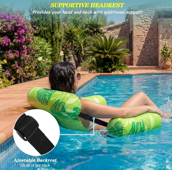 2 Pack Inflatable Pool Float for Adult Adjustable Hammock Float Chair Fabric - Image 4