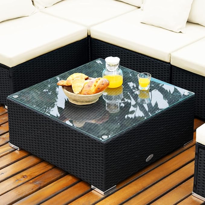 Tangkula 7-Piece Patio Furniture Set, Outdoor Sectional Sofa w/Pillows & - Image 5