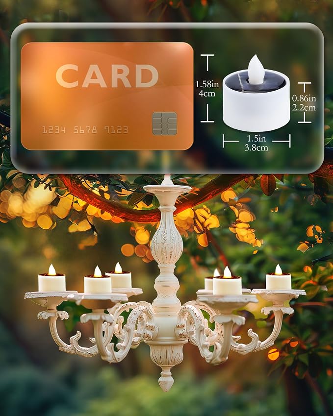 Homemory 8Pcs Solar Tea Lights Outdoor Waterproof, Rechargeable Dusk to Dawn - Image 5