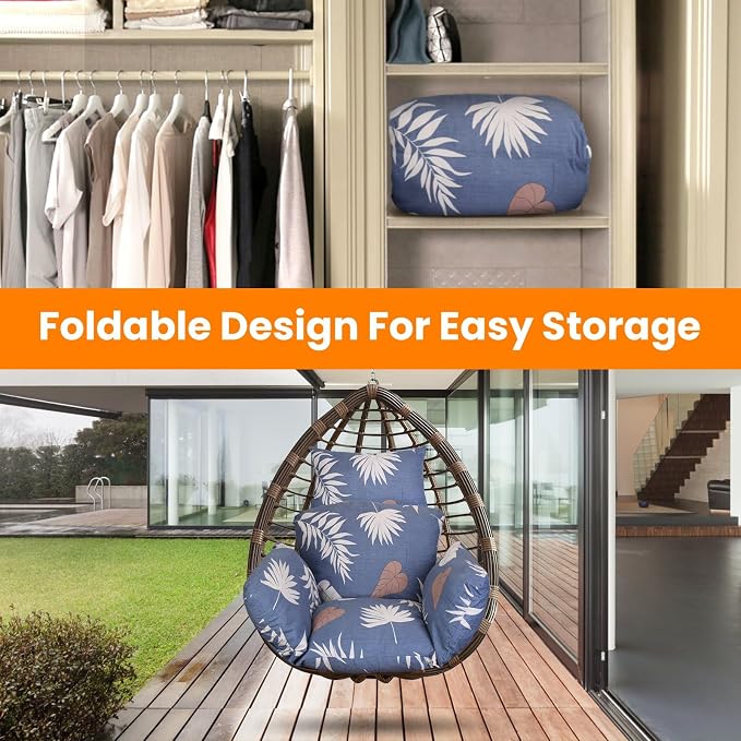 Egg Chair Cushion, Memory Foam Hanging Basket Hammock Seat Cushion, Thick Soft - Image 6
