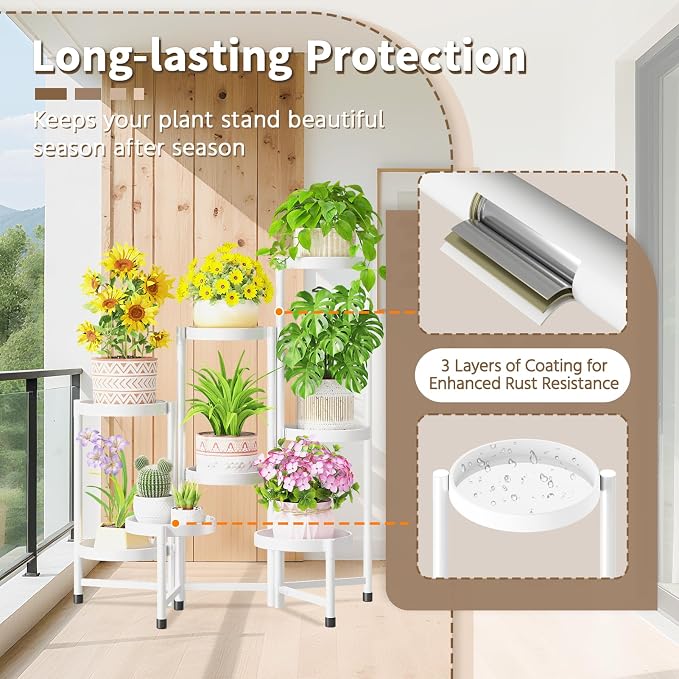 LASZOLA 8 Tiered Folding Tall Plant Stand Indoor - Image 4