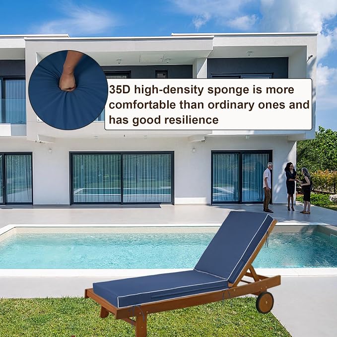 Chaise Lounge Cushions Outdoor Set of 2, Waterproof & Fade Resistant Patio - Image 6