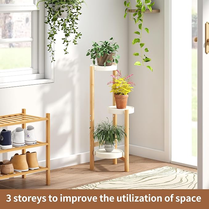 FILWH Plant Stand Indoor Outdoor Plant Rack 3 Tier 3 Potted Flower Holder - Image 2