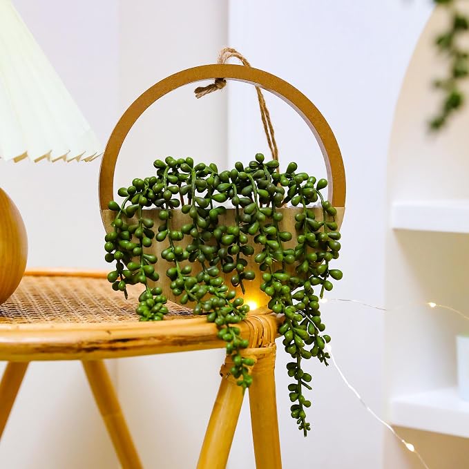 Floweroyal 2pcs Artificial Succulents Hanging Plants 12.2'' Fake String of - Image 6
