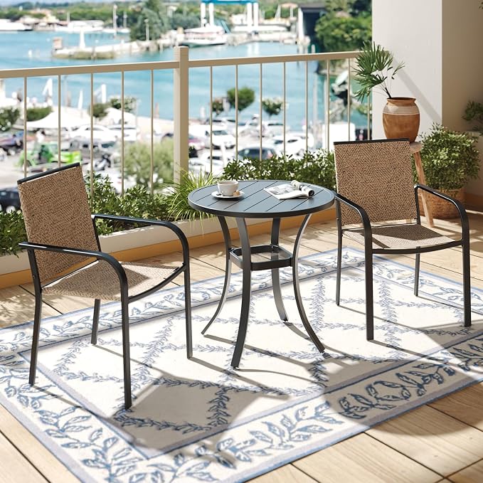 3-Piece Outdoor Dining Set, Small Metal Bistro Table - Image 2