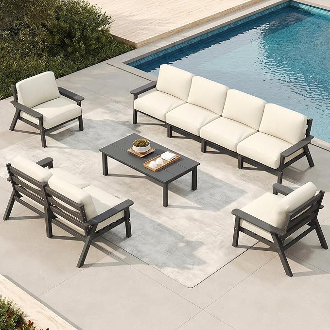 Patio Furniture Set 8 Seats, HDPE Outdoor Sectional by PatioKingdom