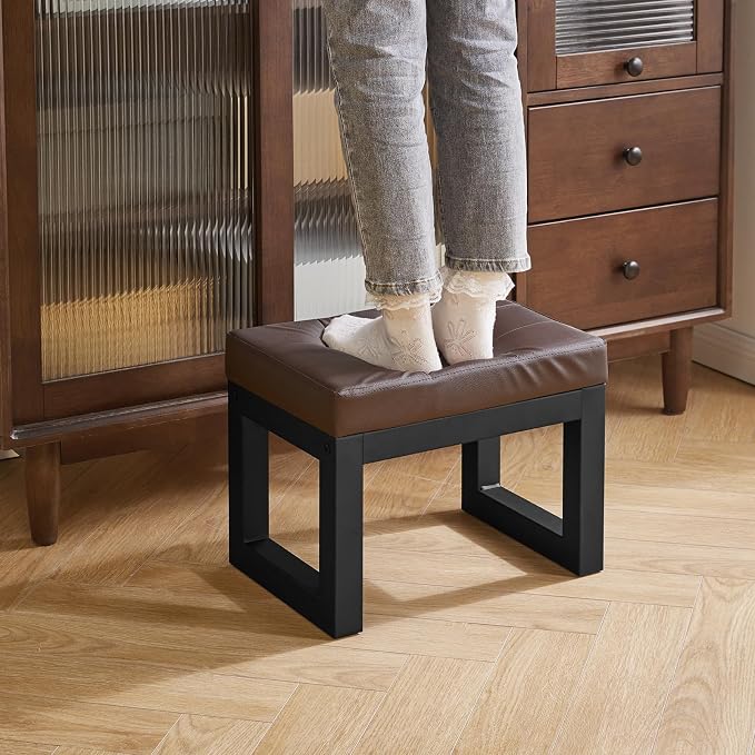 IBUYKE 16 Inch Small Foot Stool Ottoman, Rectangle PU Faux Leather Foot Rest - Image 6