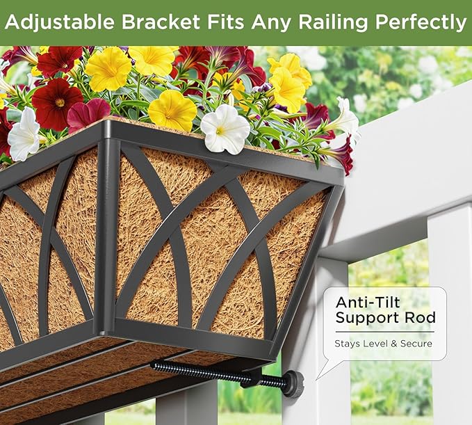 HFHOME 4 Pcs 30" Window Box Deck Railing Planter - Image 4