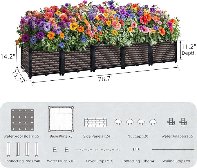 Large Planters for Outdoor Plants 14" Tall Planter Box, Raised Beds for - Image 5