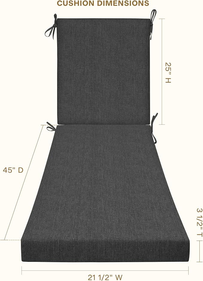 Honeycomb Outdoor Heritage Chaise 21.5 x 70, Textured Solid Charcoal Grey - Image 4
