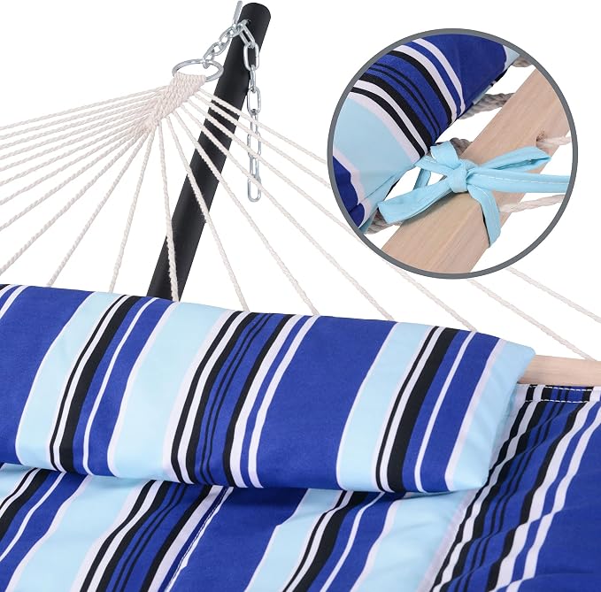 SUNCREAT 2 Person Hammock with Hardwood Spreader Bar, Outdoor Rope Hammock with - Image 5