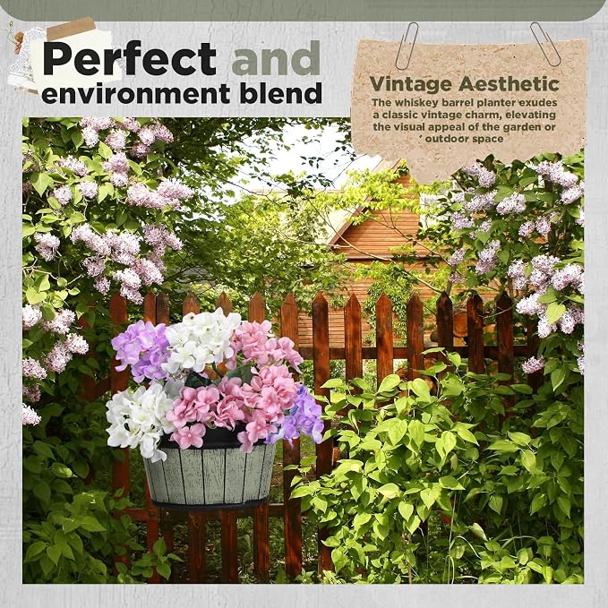 Layhit 6 Pcs Wall Hanging Planters Outdoor Pot Planter Wine Barrel Planter - Image 6