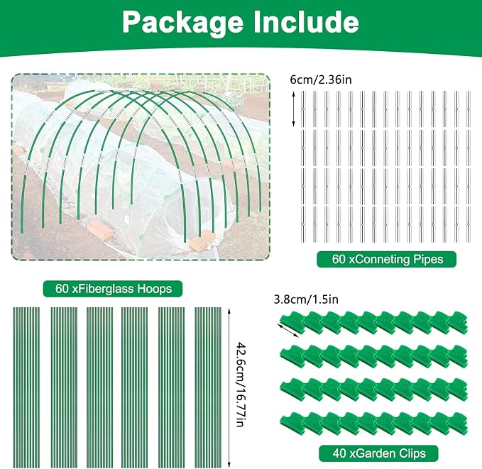 Greenhouse Hoops Grow Tunnel, 10 Sets of 8FT Long Garden Hoops - Image 2