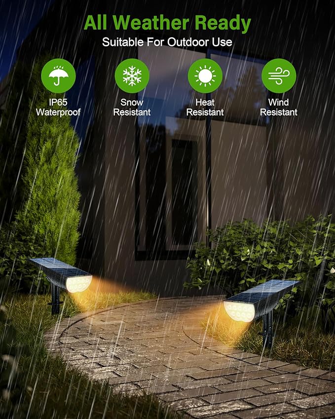 Solar Spot Lights Outdoor, Solar Lights Outdoor Waterproof IP65, 3 Brightness - Image 5