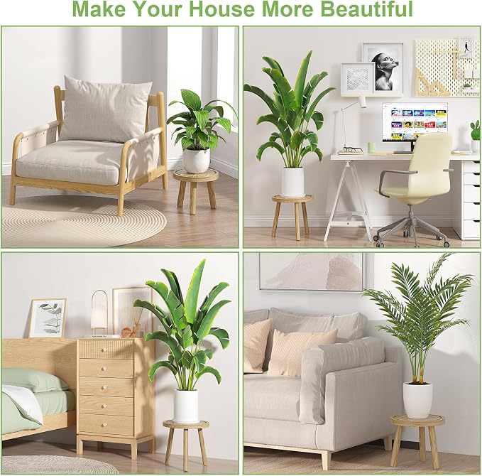 3-Pack Wood Plant Stands Indoor, Single Plant Stand - Image 3