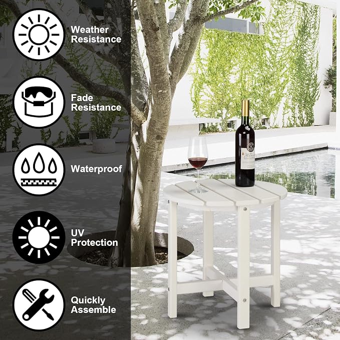 Beach Outdoor Side Table with 2 Layer Storage, Plastic Waterproof and UV - Image 5