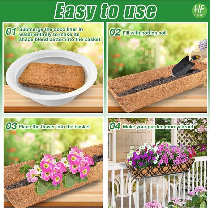 HFHOME 2Pcs 30" Trough Coco Fiber Replacement Liner, Natural 30 inches Window - Image 3