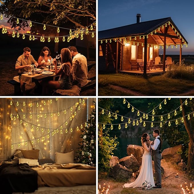 Solar String Lights, 24FT Vintage Rope Hemp Solar Outdoor String Lights - Image 7
