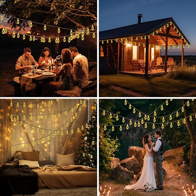 Solar Outdoor String Lights 24FT Vintage Rope Hemp Solar Lights - Image 7