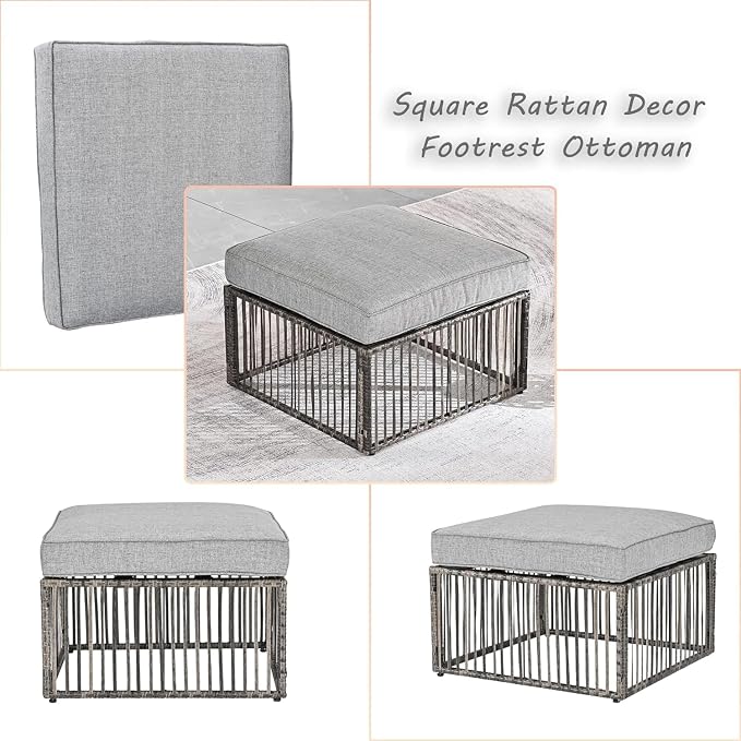 LOKATSE Home Patio Footstool Outdoor Ottoman - Image 4