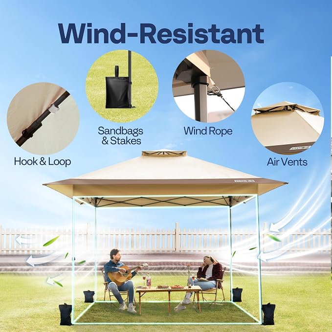 VIVOHOME10x10ft Pop Up Canopy Tent One Push Setup Outdoor Portable Shelter Tent - Image 7