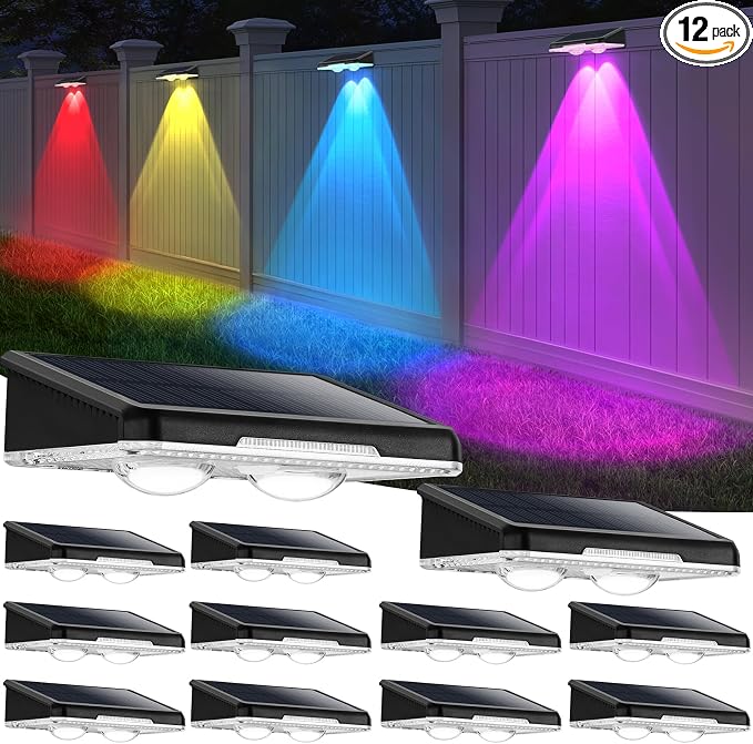 Solar Fence Lights 12-Pack, Waterproof Solar Powered Outdoor Deck Light by Brightever