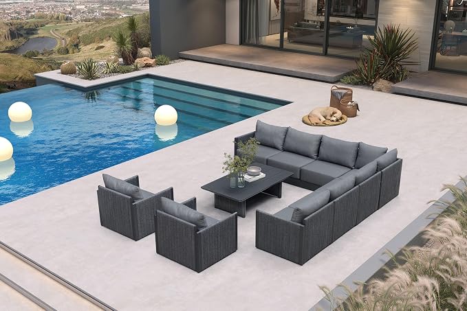 PURPLE LEAF 10 Pieces Patio Conversation Sets by PURPLELEAF