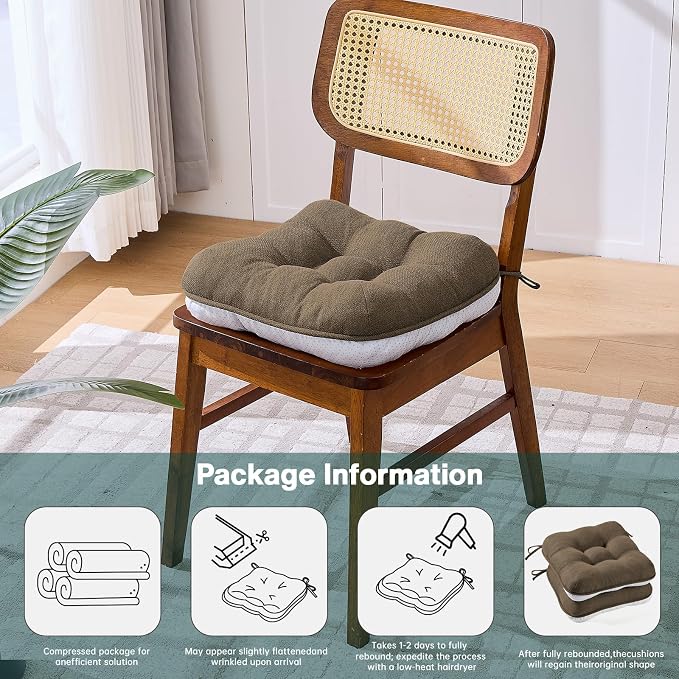 BETU Chair Cushions for Dining Chairs Set of 2, 3.5" Thick Kitchen Table Chair - Image 8