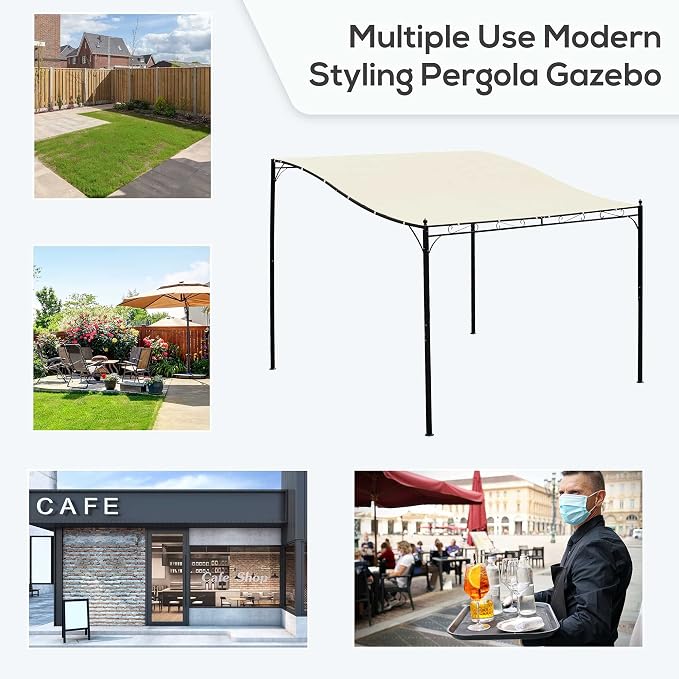 Outsunny 10' x 10' Steel Outdoor Pergola Gazebo, Patio Canopy - Image 5