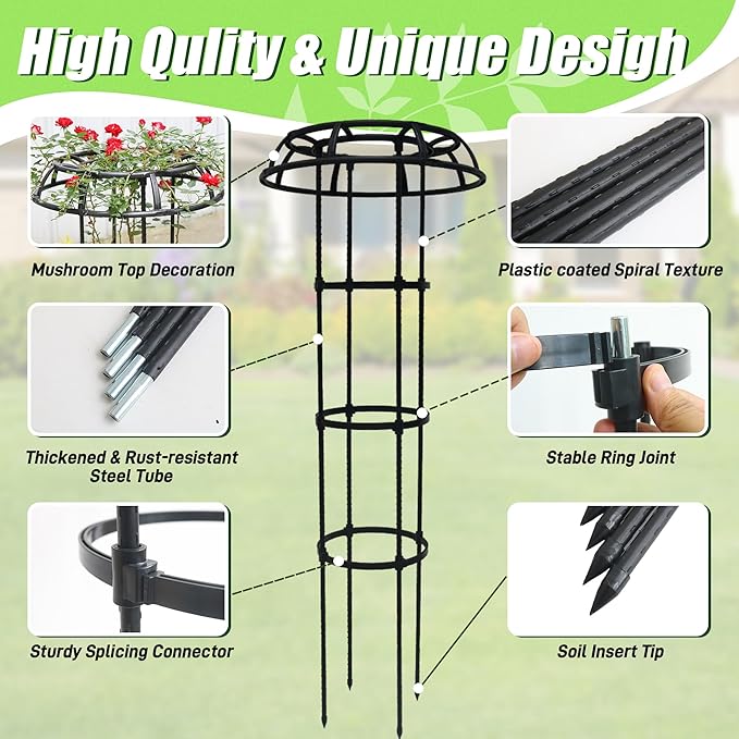 Garden Trellis for Climbing Plants Outdoor, 41.3 Inch Mushroom Top Trellis for - Image 3