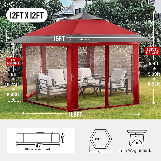 CROWN SHADES 12x12 Pop Up Gazebo - Image 6