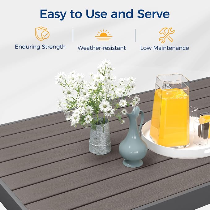 Wisteria Lane Aluminum Outdoor Patio Furniture Dining Table, All-Weather - Image 4