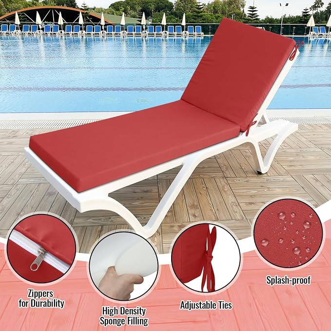 Patelai 2 Pcs Outdoor Chaise Lounge Cushions - Image 5