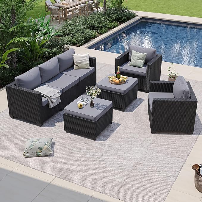 Aoxun Patio Furniture Set, 5 Piece Outdoor Sectional Sofa - Image 2