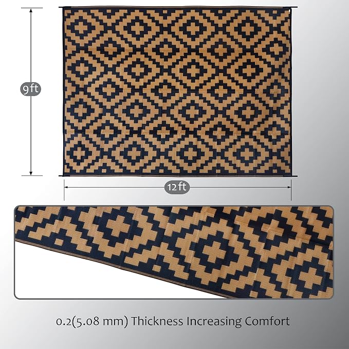 SAND MINE Reversible Mats, Plastic Straw Rug, Modern Area Rug, Large Floor Mat - Image 2