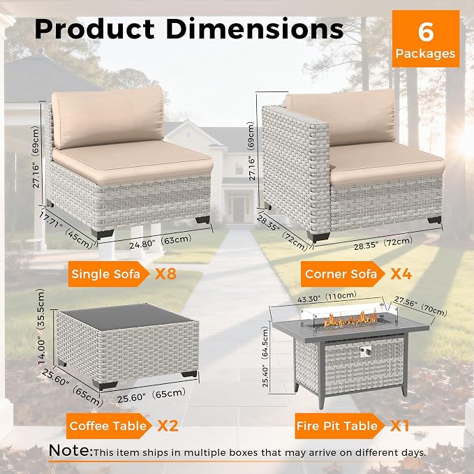 12-Seat Modern Outdoor Wicker Rattan Patio Furniture Set - Image 3