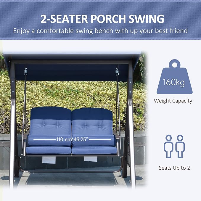 Outsunny 2-Person Patio Swing Bench - Image 4