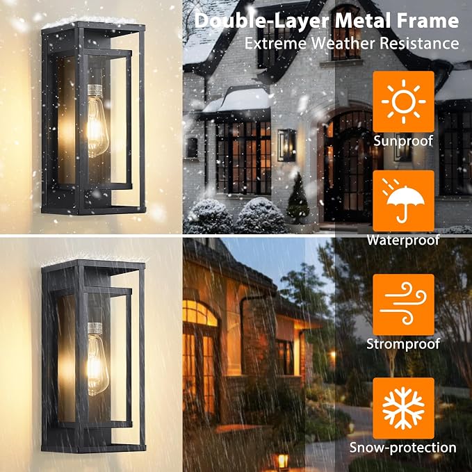 14" Outdoor Wall Lights Fixtures, Waterproof Outdoor Wall Lantern Modern Front - Image 5