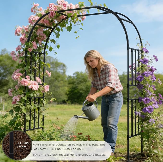 Square Tube Garden Arch Trellis, 8.2FT x 5FT Metal Arbor, Outdoor Trellis - Image 7