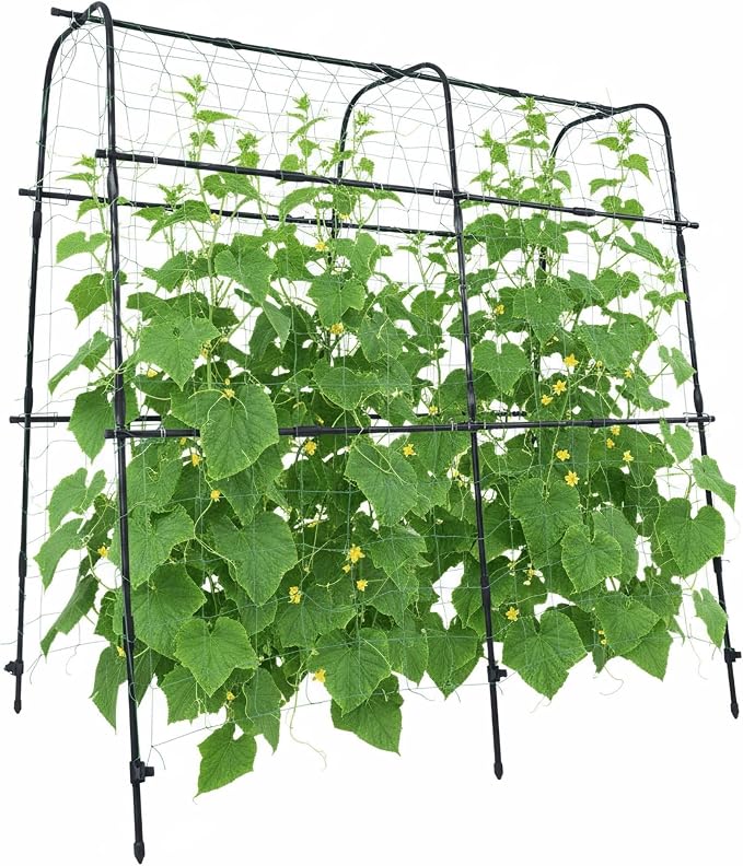 Cucumber Trellis Arch 5.3FT Black PP Coated Stainless Steel Garden Arch Trellis by GardenArchTrellisforPlants