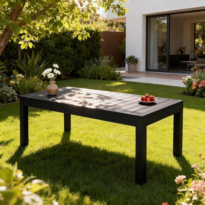 Wisteria Lane Aluminum Outdoor Coffee Table, Water-Resistant Metal Patio Side - Image 3