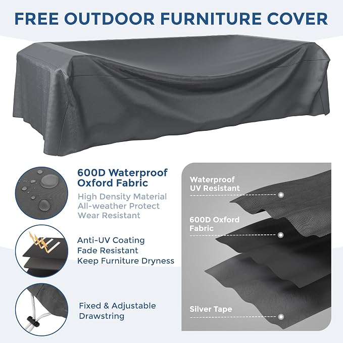 Patio Furniture Set, 7 Pieces Outdoor Sectional Sofa, PE Wicker Backyard - Image 5