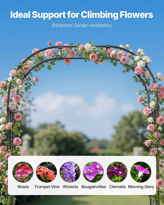 VEVOR Garden Arbor, 94.5 x 59 x 15.8 in Metal Archway, Sturdy Outdoor Trellis - Image 2